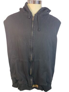Brazos Black Full Zip-Up Sleeveless Hooded Jacket Men’s XXL